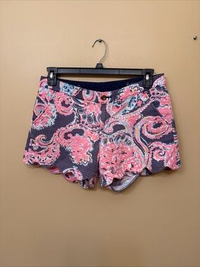 Lilly Pulitzer Pink Paisley Scalloped High-Rise Shorts